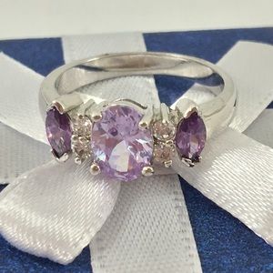 Lavender lilac CZ silver ring